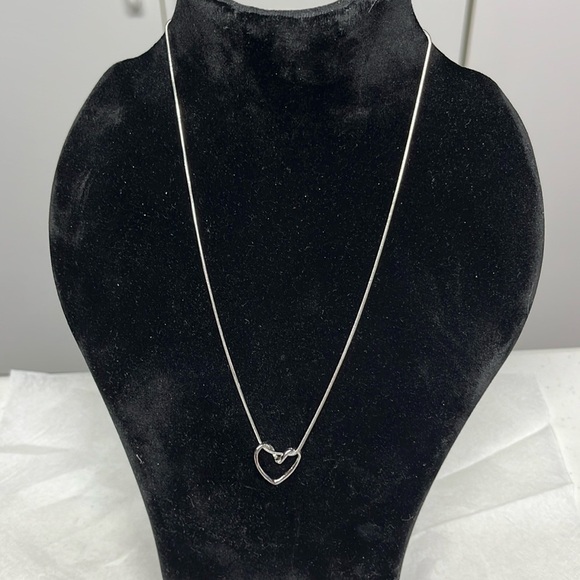 White Gold Plated Heart Necklace - Picture 10 of 12